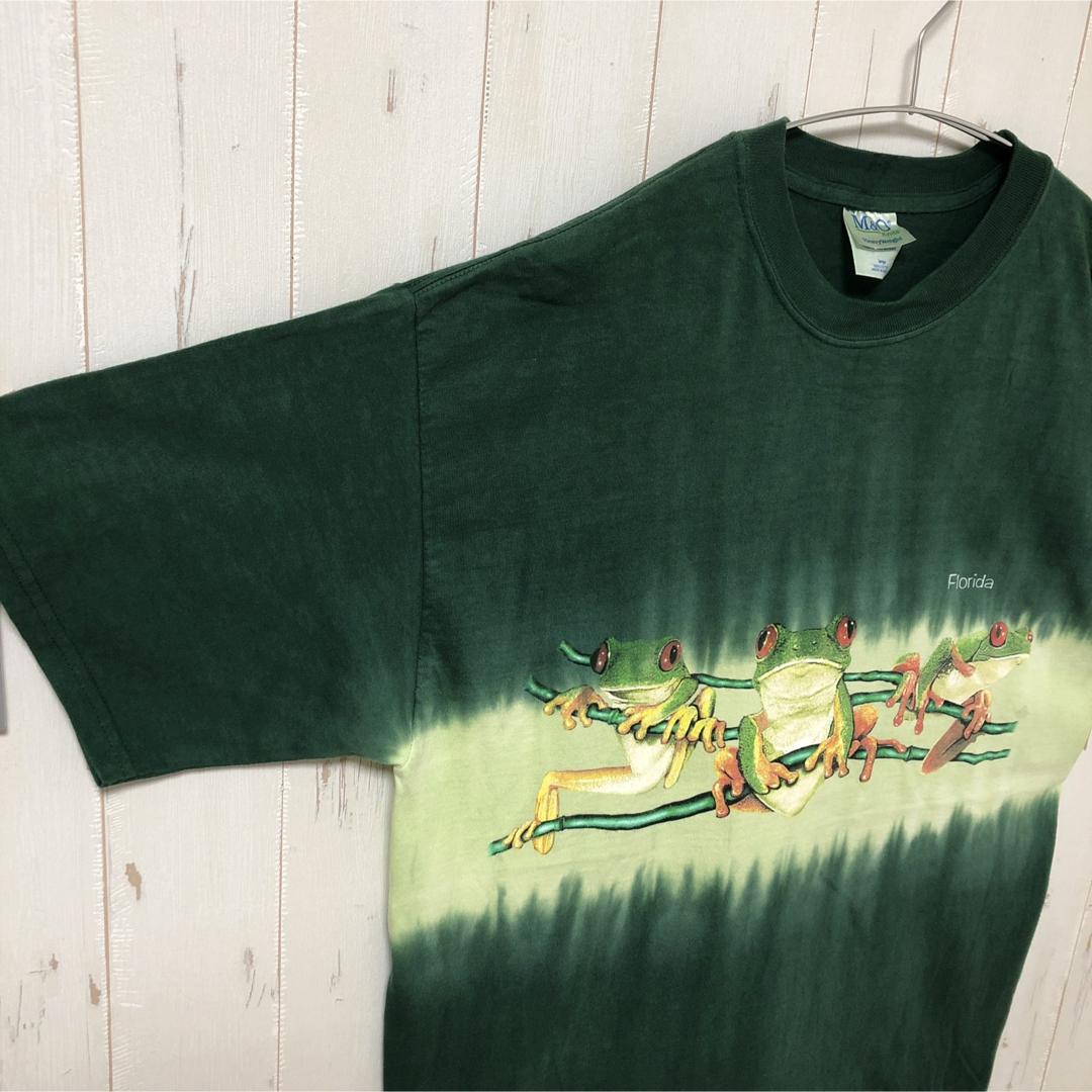 アニマルプリント tシャツ 半袖 カエル 蛙 フロリダ 緑 M&O L 海外古着 メンズのトップス(Tシャツ/カットソー(半袖/袖なし))の商品写真