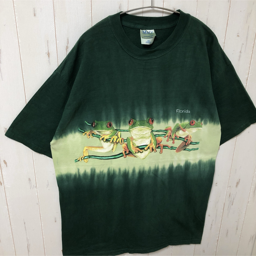 アニマルプリント tシャツ 半袖 カエル 蛙 フロリダ 緑 M&O L 海外古着 メンズのトップス(Tシャツ/カットソー(半袖/袖なし))の商品写真