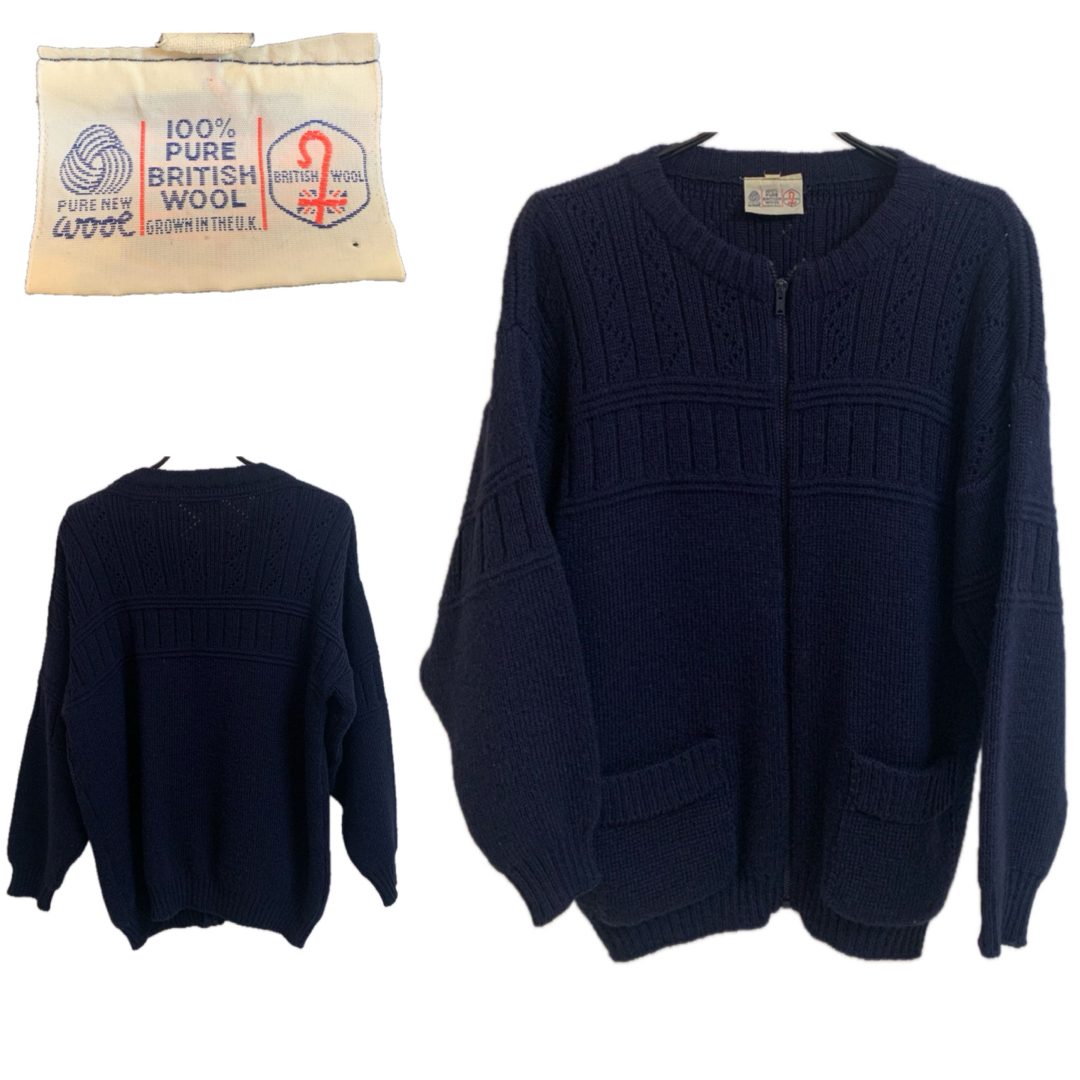 VINTAGE(ヴィンテージ)のUK VINTAGE BRITISH WOOL UK製 ジップアップカーディガン メンズのジャケット/アウター(ブルゾン)の商品写真