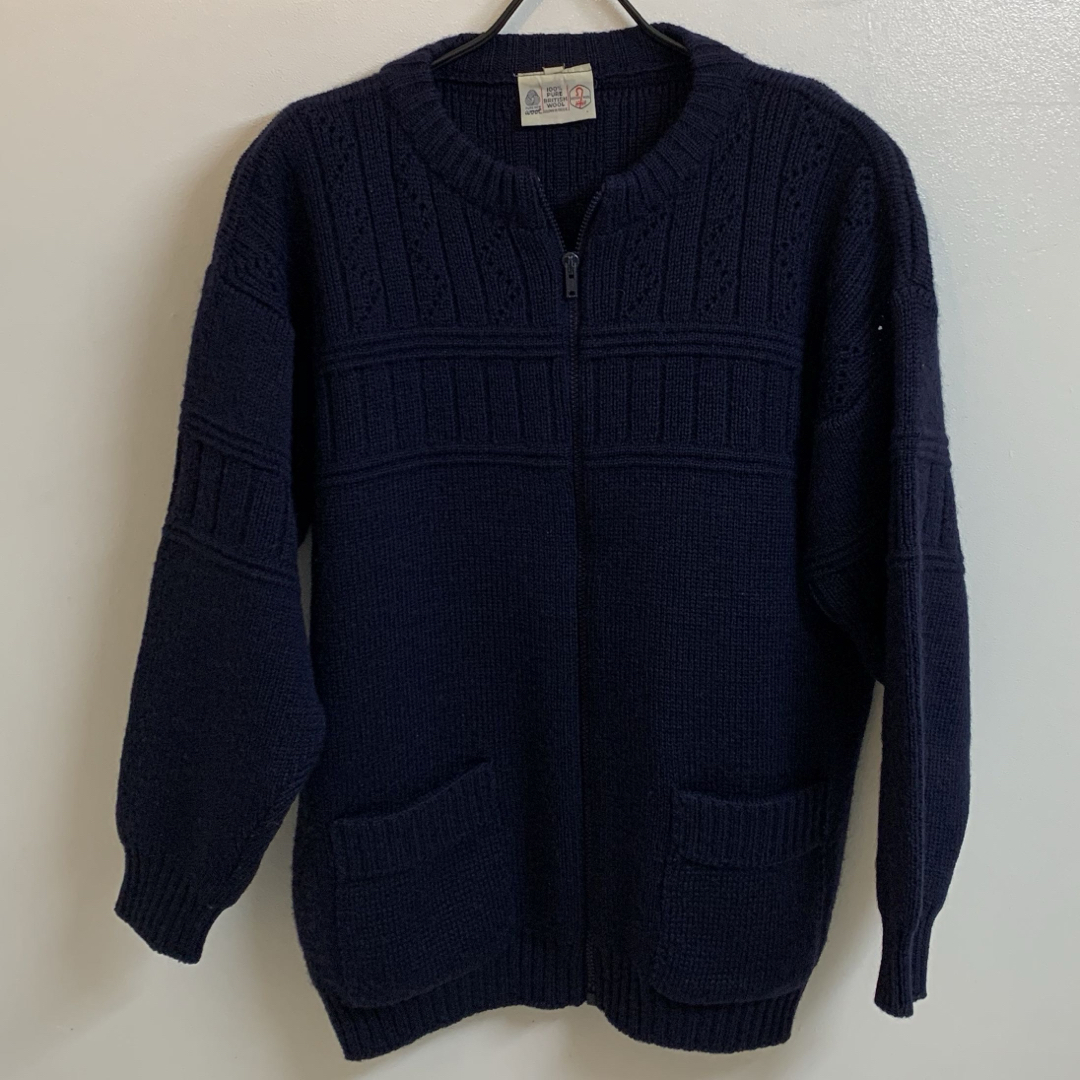 VINTAGE(ヴィンテージ)のUK VINTAGE BRITISH WOOL UK製 ジップアップカーディガン メンズのジャケット/アウター(ブルゾン)の商品写真