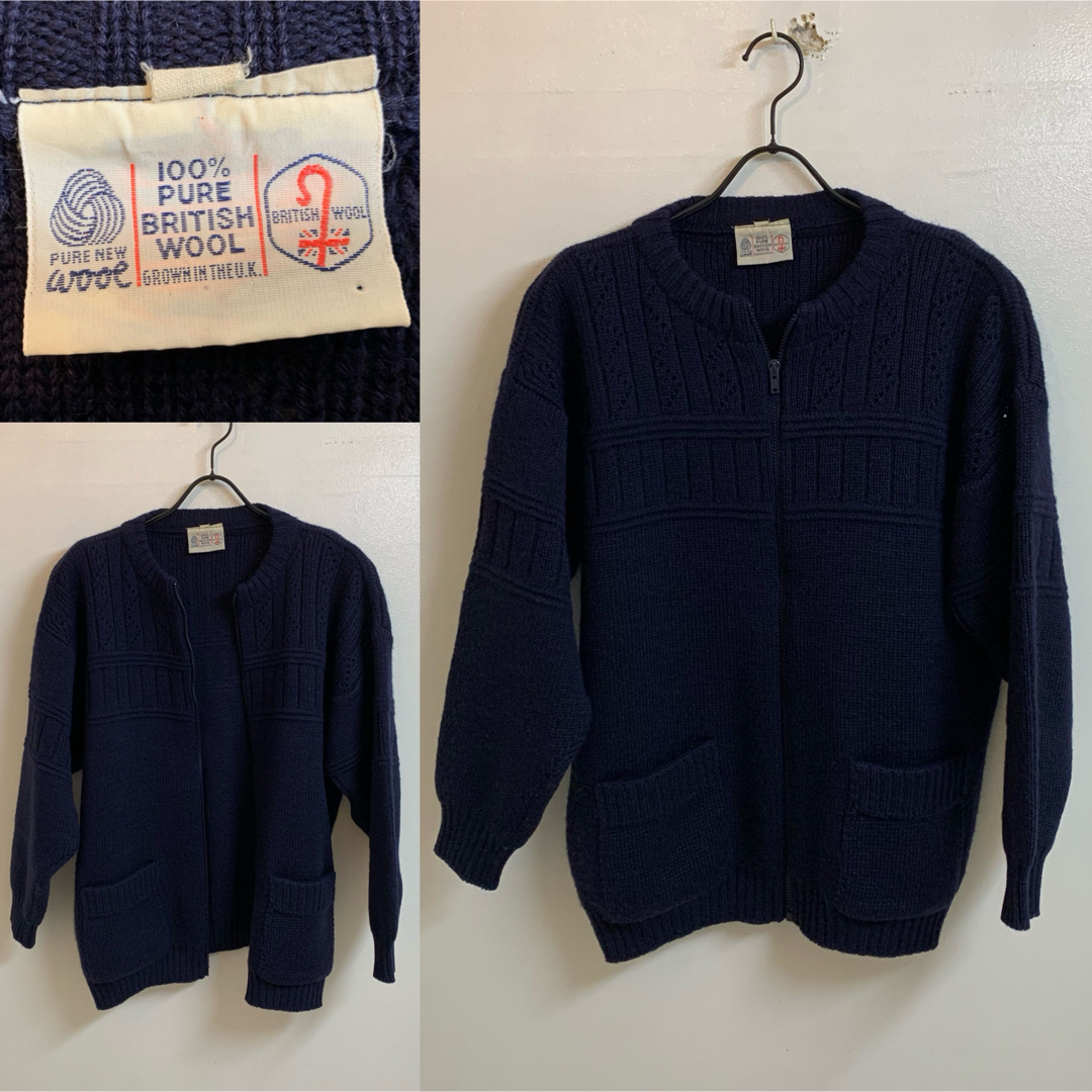 VINTAGE(ヴィンテージ)のUK VINTAGE BRITISH WOOL UK製 ジップアップカーディガン メンズのジャケット/アウター(ブルゾン)の商品写真