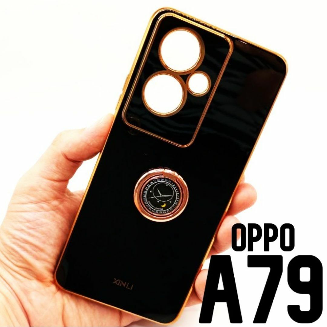 OPPO A79 5G パステル リング スマホケース ブラック スマホ/家電/カメラのスマホアクセサリー(Androidケース)の商品写真