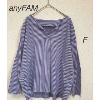 anyFAM - anyFAM ストライプ カットソーブラウス きれいめカジュアル オフィス