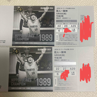 5月5日巨人-阪神　東京ドームスターシート(野球)