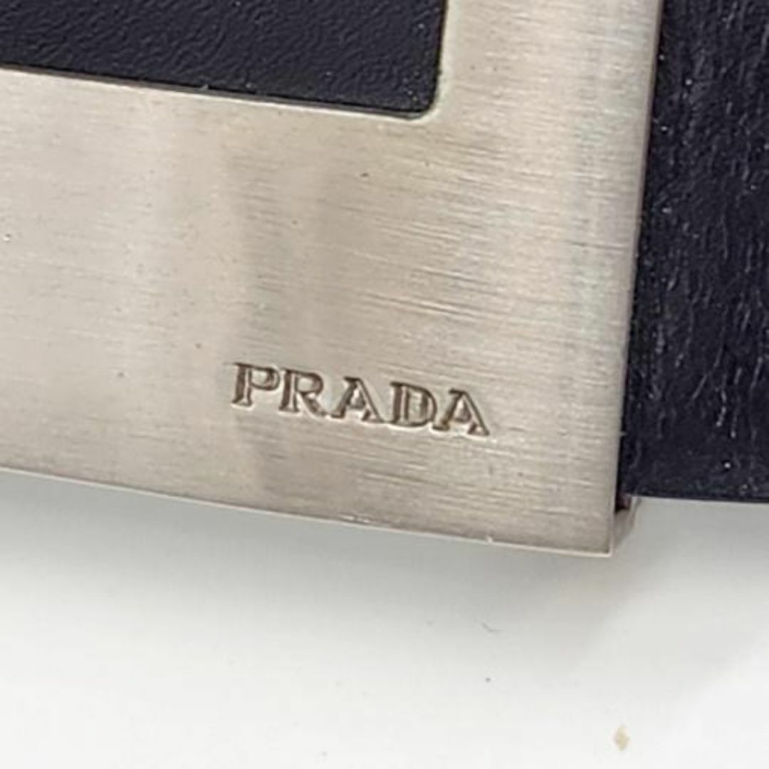 PRADA(プラダ)のプラダ レディースベルト バックル W61-67cm シルバー金具刻印 本革 黒 レディースのファッション小物(ベルト)の商品写真