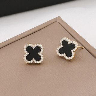 大人気♡　S925　ピアス　アクセサリー　ゴールド　韓国　クローバー　ストーン(ピアス)