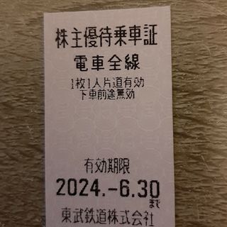 東武鉄道　株主優待乗車券　株主優待乗車証　2枚(鉄道乗車券)