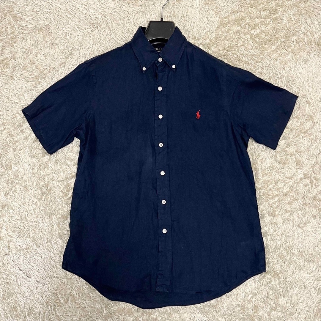 POLO RALPH LAUREN(ポロラルフローレン)の【お値下げ歓迎、即日発送】ポロラルフローレン　麻　ボタンダウン　半袖シャツ　現行 メンズのトップス(シャツ)の商品写真