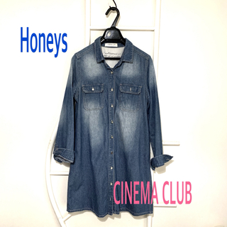 HONEYS - CINEMA CLUB◇デニム風シャツワンピース、ロングジャケット◆used
