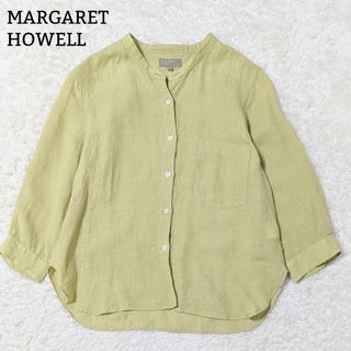 MARGARET HOWELL - マーガレットハウエル リネンシャツ バンドカラー S 黄緑 洗える 日本製