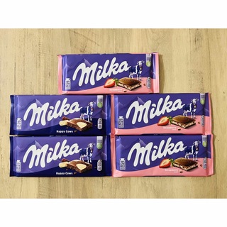 ミルカ　ストロベリー　ハッピーカウ　5枚セット　ドイツ　チョコレート　輸入チョコ(菓子/デザート)