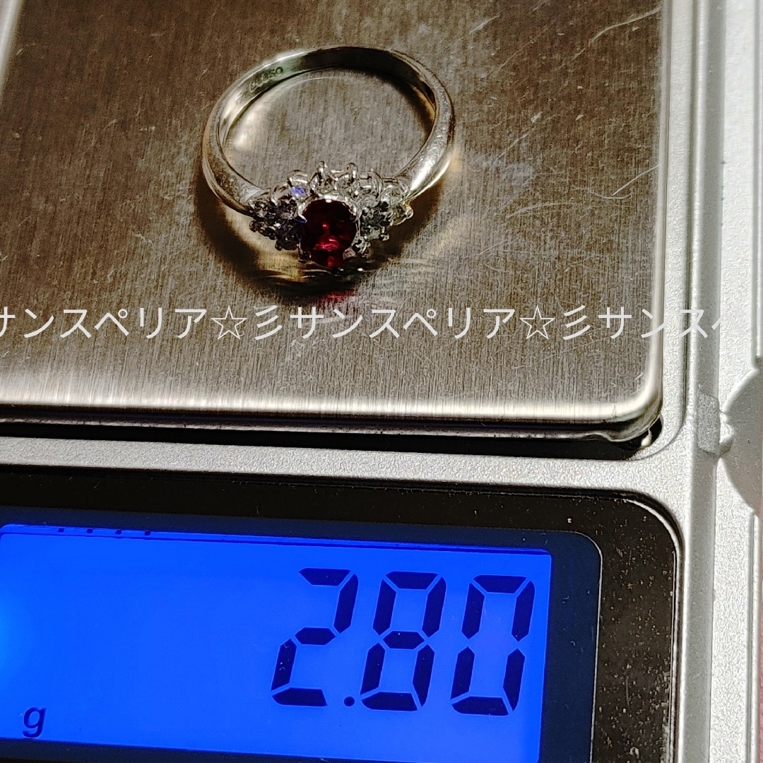 Pt850 ルビー0.43ctとダイヤモンド0.21ctのリング　鑑別付 レディースのアクセサリー(リング(指輪))の商品写真