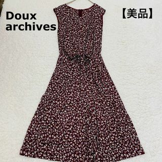 ドゥアルシーヴ(Doux archives)の【美品】 ドゥーアルシーヴ 日本製 小花柄 ウェストリボン オールインワン(サロペット/オーバーオール)