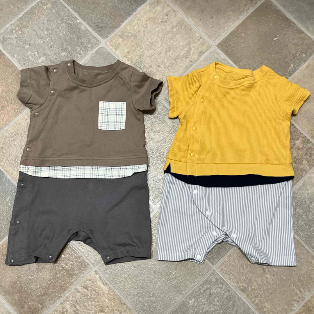 GU(ジーユー)の70センチ　半袖ロンパース　２枚セット キッズ/ベビー/マタニティのベビー服(~85cm)(ロンパース)の商品写真