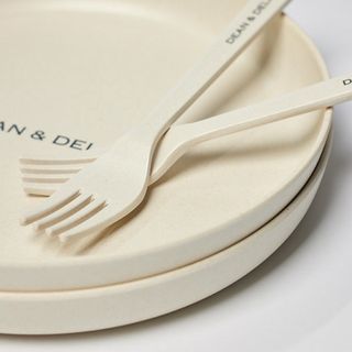 ディーンアンドデルーカ(DEAN & DELUCA)の新品　DEAN ＆ DELUCA プレート＆フォークセット ホワイト(食器)