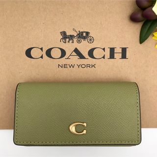 コーチ(COACH)のCOACH ★大人気★ 6リングキーケース モス クロスグレインレザー 新品(キーケース)