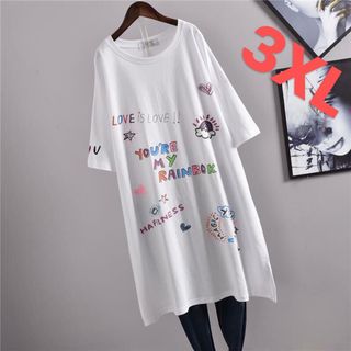 LWDA115レディース Tシャツワンピース 夏 ゆったり 大きいサイズ(ひざ丈ワンピース)