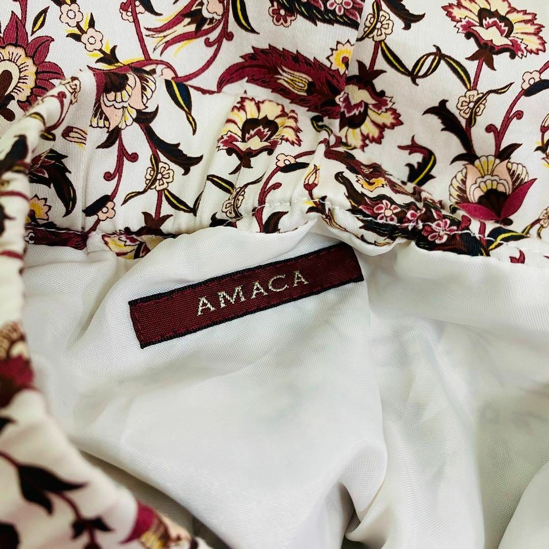 AMACA(アマカ)の【美品】 アマカ 日本製 洗える コットン 総柄 フラワーブリント スカート レディースのスカート(ひざ丈スカート)の商品写真
