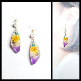 No.559-B　ドライフラワーとパール☆ピアス・イヤリング(ピアス)