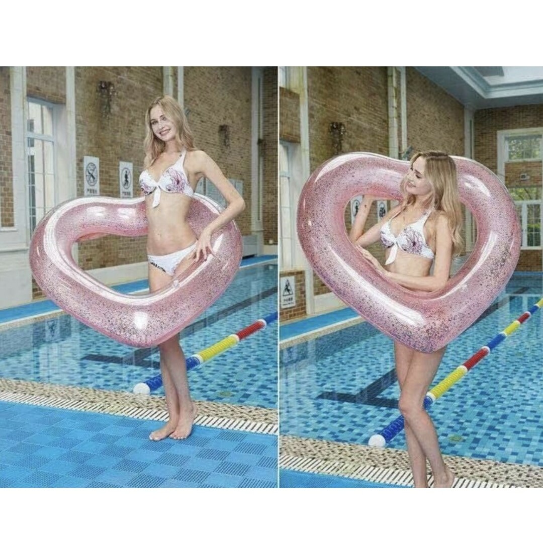 浮き輪 ハート ピンク 大人用 120cm プール 海 レディースの水着/浴衣(水着)の商品写真