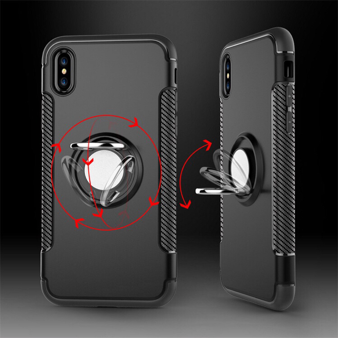 かっこいいリング付き 軽量耐衝撃ケース iPhone12mini ブラック黒 スマホ/家電/カメラのスマホアクセサリー(iPhoneケース)の商品写真