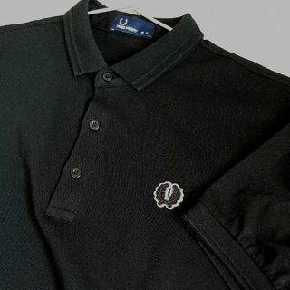 FRED PERRY  黒ライン  ポロシャツ  M  月桂樹  半袖