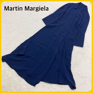 マルタンマルジェラ(Maison Martin Margiela)の極美品 Martin Margiela シルク混 ロング シャツ ワンピース 紺(ロングワンピース/マキシワンピース)