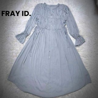 FRAY I.D シャーリング　ワンピース　フレアスリーブ　ブルー　ボリューム