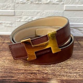 エルメス(Hermes)のエルメス コンスタンス H バックル レザー ベルト ブラウン 茶色(ベルト)