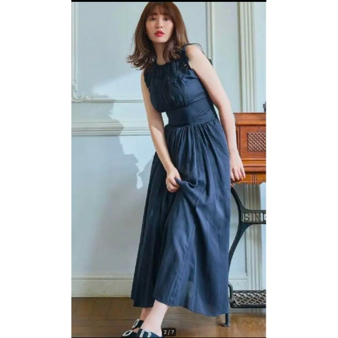 herlipto Back Lace-Up Cotton Long Dress レディースのワンピース(ロングワンピース/マキシワンピース)の商品写真