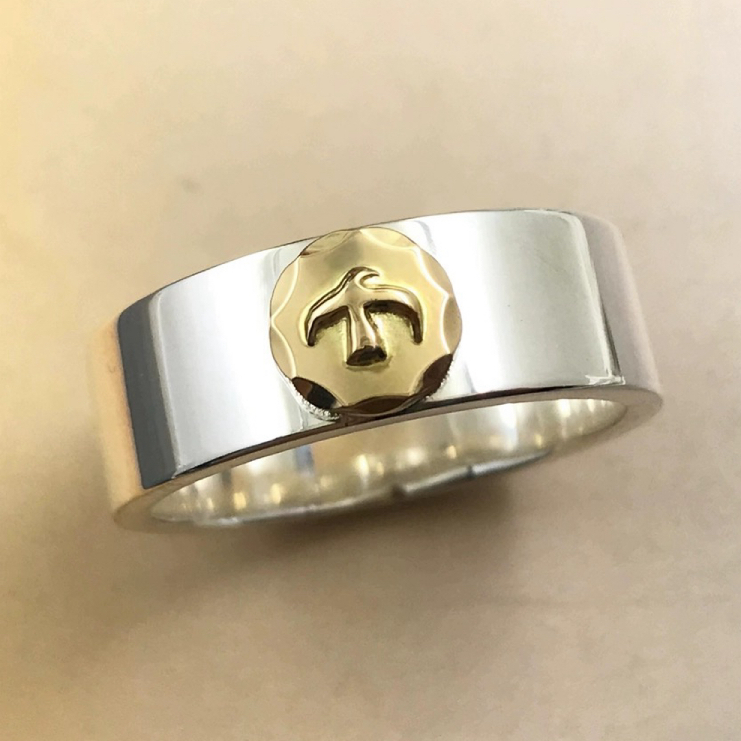 goro's(ゴローズ)の18k金メタル付き平打ちリング メンズのアクセサリー(リング(指輪))の商品写真