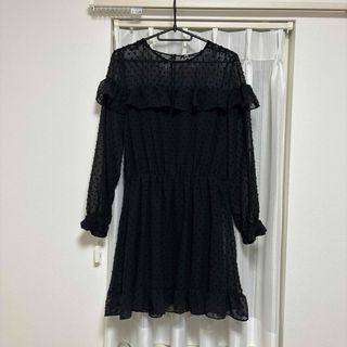 ZARA トップス　ブラック　シースルー　チュニック　ドット　S(チュニック)