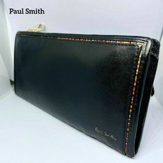 ポールスミス(Paul Smith)の【ポールスミス/美品】長財布【マルチストライプ/L字ファスナー/小銭入/ブラック(長財布)