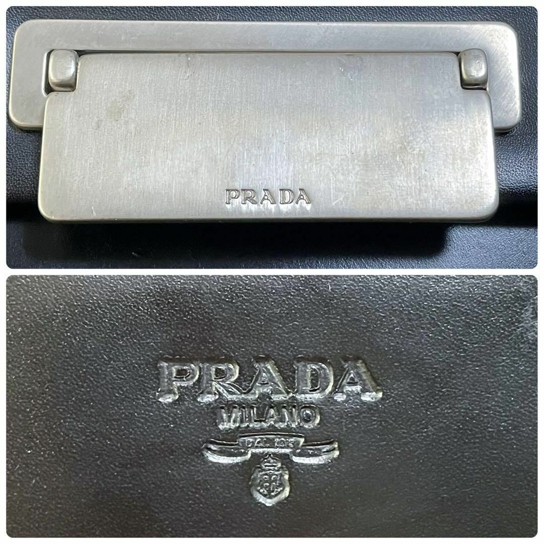 PRADA(プラダ)の良品 プラダ カーフレザー ハンド ビジネス バッグ シルバー金具 ブラック レディースのバッグ(ハンドバッグ)の商品写真