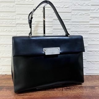 プラダ(PRADA)の良品 プラダ カーフレザー ハンド ビジネス バッグ シルバー金具 ブラック(ハンドバッグ)