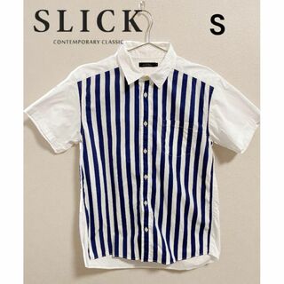 スリック(SLICK)の美品　SLICK スリック　切替ストライプシャツ メンズ きれいめ　S(シャツ)