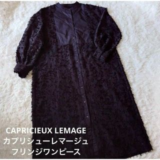 カプリシューレマージュ(CAPRICIEUX LE'MAGE)のCAPRICIEUX LEMAGE ワンピース　フリンジ　ブラック　前ボタン(その他)