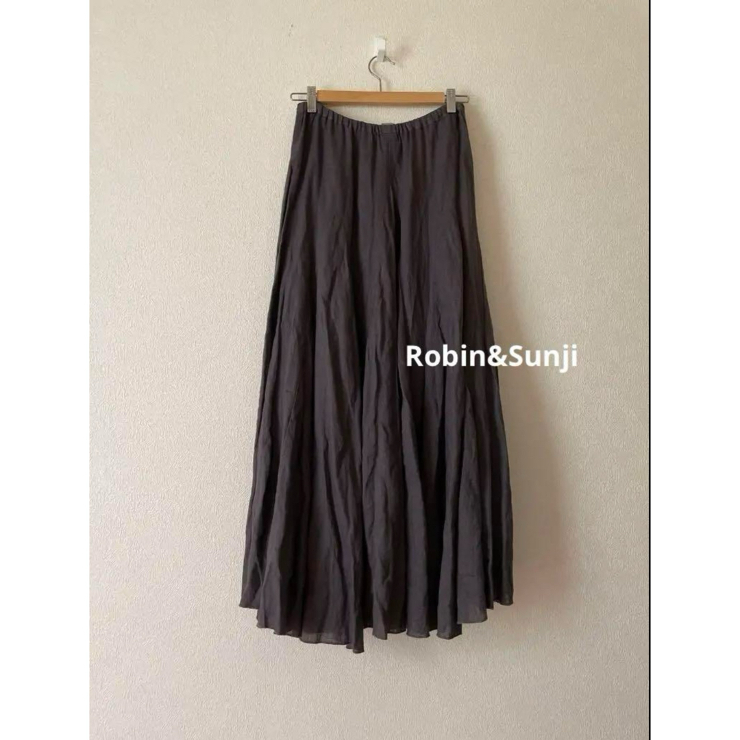 L'Appartement DEUXIEME CLASSE(アパルトモンドゥーズィエムクラス)のCP SHADES darkgraybrown linen longスカート レディースのスカート(ロングスカート)の商品写真