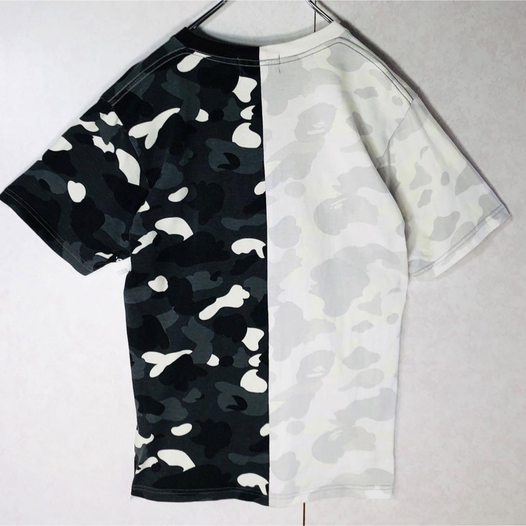 A BATHING APE(アベイシングエイプ)の【人気デザイン】アベイシングエイプ シャークロゴ バイカラー サルカモ 白黒 メンズのトップス(Tシャツ/カットソー(半袖/袖なし))の商品写真