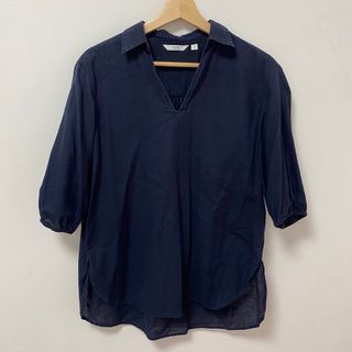 ユニクロ(UNIQLO)の【UNIQLO】 ブラウス 長袖シャツ　ネイビー　紺色　七分袖　Mサイズ(シャツ/ブラウス(長袖/七分))