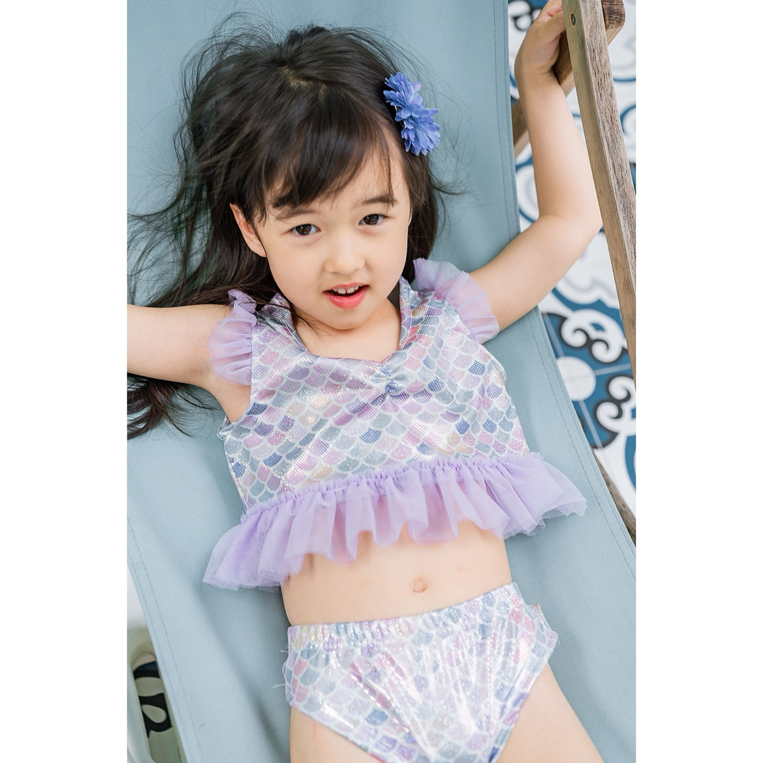 キラキラ人魚姫3点セット女の子水着キッズ水着130サイズ キッズ/ベビー/マタニティのキッズ服女の子用(90cm~)(水着)の商品写真