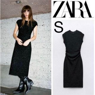 ザラ(ZARA)のシャイニーメタリックスレッドワンピース(ひざ丈ワンピース)