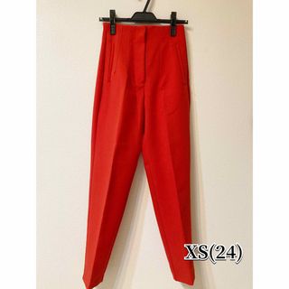 ザラ(ZARA)のZARA ハイウエストパンツ　カラーパンツ　赤　レッド　XS(カジュアルパンツ)