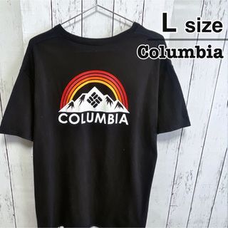 コロンビア(Columbia)のColumbia　Tシャツ　L　ブラック　プリント　ロゴ　コットン　USA古着(Tシャツ/カットソー(半袖/袖なし))