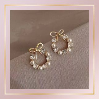 【GW SALE】ピアス ゴールド リボン ゴールド リング型 大人 シンプル (ピアス)