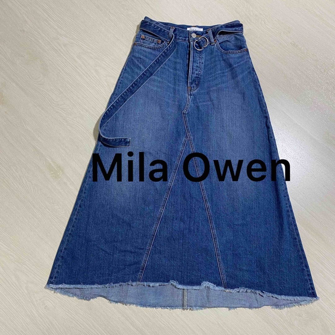 Mila Owen(ミラオーウェン)の超美品❣️Mila Owen リメイク風Aラインデニムスカート レディースのスカート(ロングスカート)の商品写真