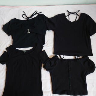 リエンダ(rienda)のrienda  ＆ GU  ブラック半袖 4枚セット(Tシャツ(半袖/袖なし))