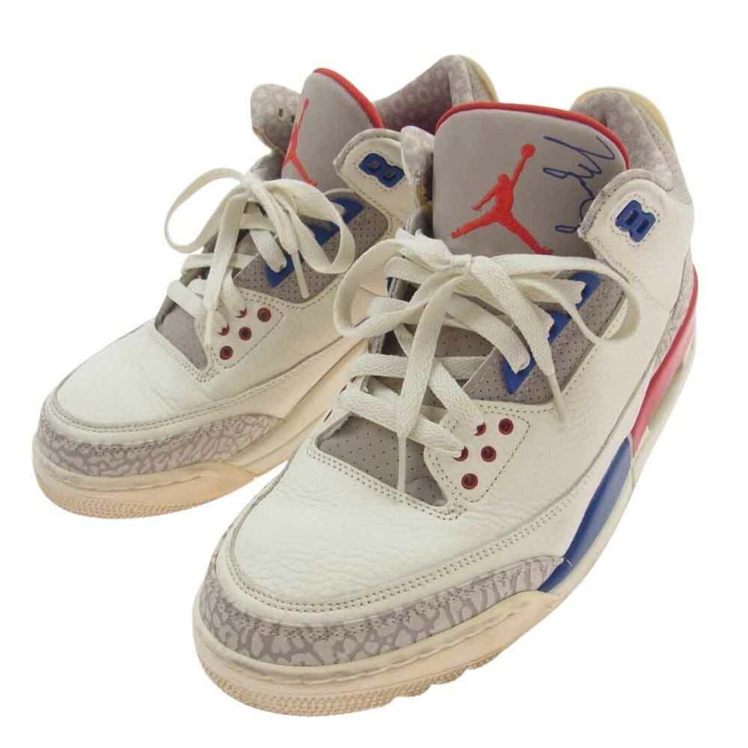 NIKE(ナイキ)のNIKE ナイキ スニーカー 136064-140 Air Jordan 3 Retro International Flight AJ3 エアジョーダン レトロ インターナショナル フライト スニーカー オフホワイト系 マルチカラー系 27cm【中古】 メンズの靴/シューズ(スニーカー)の商品写真