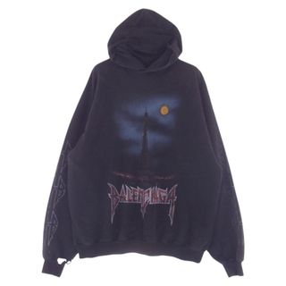 バレンシアガ(Balenciaga)のBALENCIAGA バレンシアガ パーカー 23AW 744462 TQUX7 PARIS MOON OVERSIZED POCKET HOODIE パリス ムーン デストロイ加工 オーバーサイズ ポケット フーディー  パーカー ブラック系 L【中古】(パーカー)