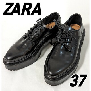 ザラ(ZARA)のZARA ザラ  厚底 レースアップ ローカットローファー サイズ37 24.0(ローファー/革靴)